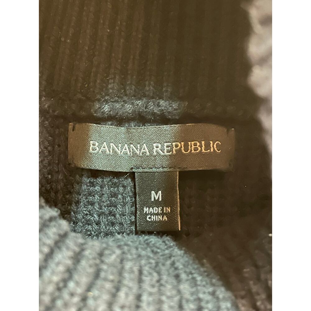 Banana Republic Womens M Black Ribbed Turtleneck Sweater Dress Side Zip - Picture 2 of 8